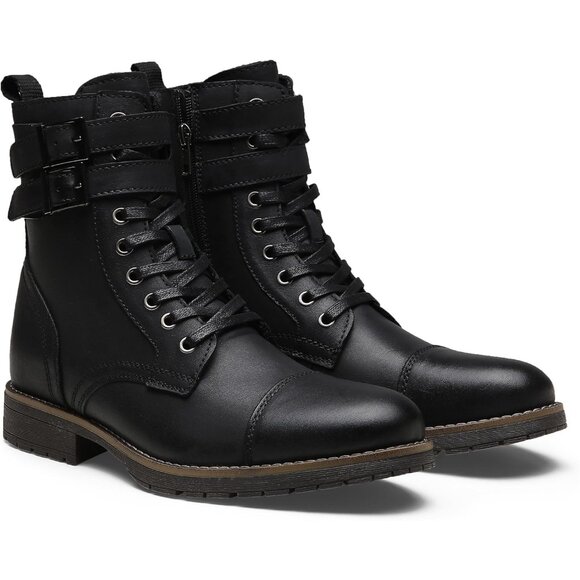 ⚡Men's Vintage Motorcycle Lace Up Casual Leather Boot Zipper Fashion Chukka Boot - Picture 4 of 8